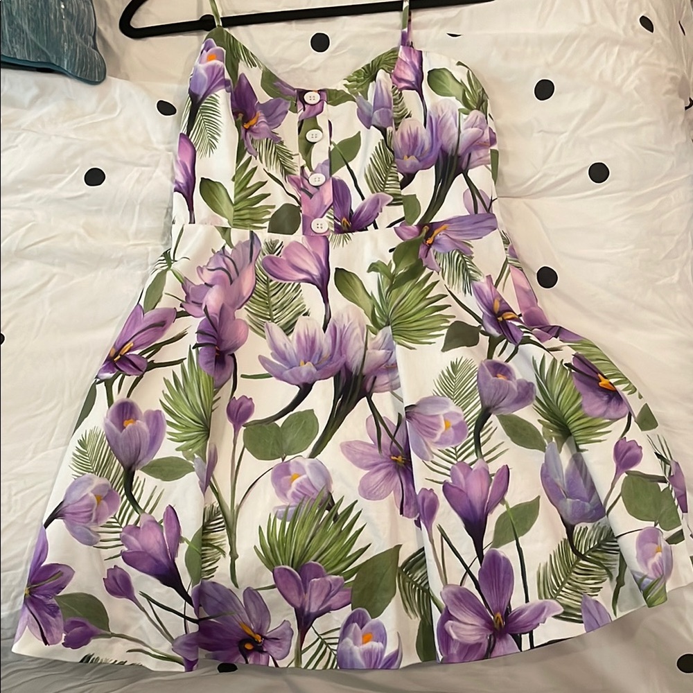 Alice + Olivia Purple Spaghetti Strap A-Line Mini-Midi Size 6 Excellent Cond.